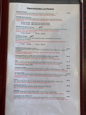 Menu photo 7 Taqueria Los Petates Spring, TX