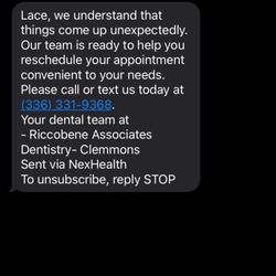Riccobene Associates Family Dentistry - This is the cancellation message I was texted after being told my kids had no appt on this day.