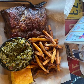 Mission BBQ - Bay-B-Back Ribs, Fresh Cut Fries, Seasonal Collard Greens (they've got a kick!) and cornbread - Barbeque Near Me - Brandon, Florida Mission BBQ - Bay-B-Back Ribs, Fresh Cut Fries, Seasonal Collard Greens (they've got a kick!) and cornbread - Barbeque Near Me - Brandon, Florida