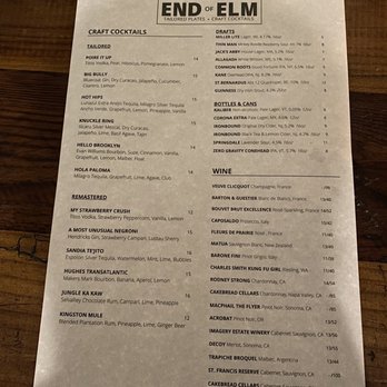 End of Elm - Menu - New American Near Me - Morristown, New Jersey
