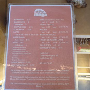 The Coffee Drop - coffee menu 5/2026 - Coffee & Tea Near Me - San Diego, California