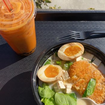 Soho Ramen - 3. Vegan Creamy Ramen 7. Thai Tea - Ramen Near Me - Riverside, California