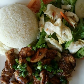 Pho Consomme - #43 grilled lemongrass chicken over rice with salad - Vietnamese Near Me - Gardena, California