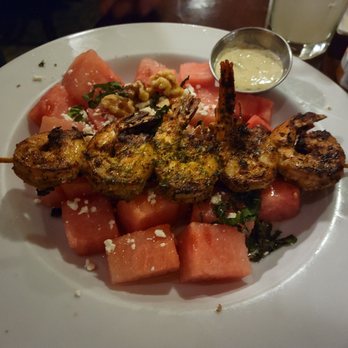 Mozaic - Watermelon Salad with Jumbo Shrimp - Mediterranean Near Me - Santa Cruz, California