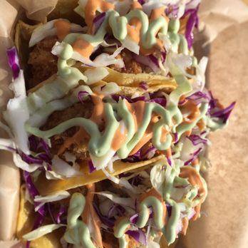 Chicana - Shrimp tacos $12.00. Very good. Fun to eat. Add hot sauce. - Vegan Near Me - Fullerton, California