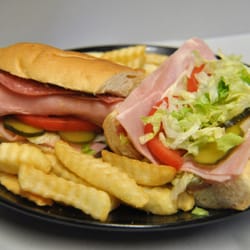 Grocery Basket - Small Italian Sub (Also comes in large, shown with a side of French Fries)