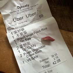 Dynasty Chinese Restaurant - My whole order was vegan yet there was still pork. Cross contamination at its finest!