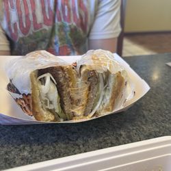 Baked steak sandwich