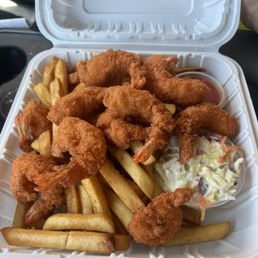 Golden Fried Shrimp  and French fries