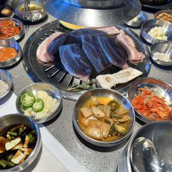 Saemaeul - pork belly & banchan that got served - Korean Near Me - Carrollton, Texas Saemaeul - pork belly & banchan that got served - Korean Near Me - Carrollton, Texas
