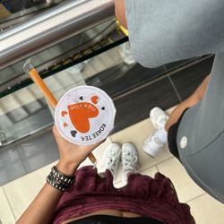 Dragon rose tea with peach boba