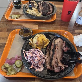 Back Home BBQ - One meat plate. Brisket, coleslaw, and cheesy potatoes. - Barbeque Near Me - Little Rock, Arkansas