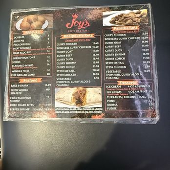 Joy's Roti Delight - Menu - Indian Near Me - Lauderhill, Florida Joy's Roti Delight - Menu - Indian Near Me - Lauderhill, Florida