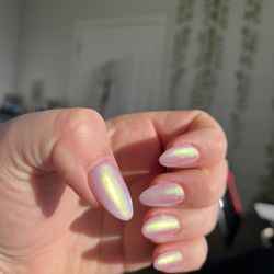 Alambra Nails and Spa - Fresh full set with chrome gel manicure