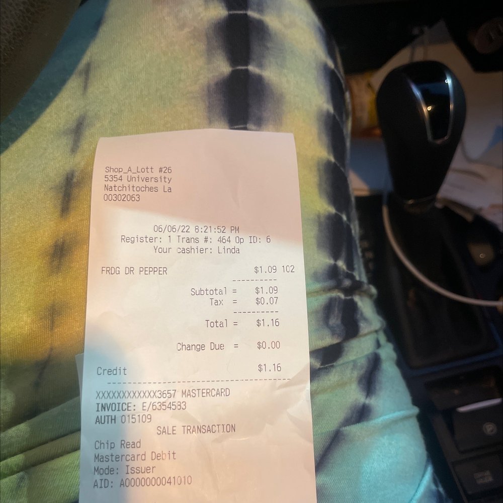 Shop A Lott - Receipt - Convenience Stores Near Me - Natchitoches, Louisiana Shop A Lott - Receipt - Convenience Stores Near Me - Natchitoches, Louisiana