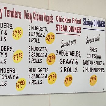 Jim's Krispy Fried Chicken - Some of the menu. VERY good prices compared to the bigger cities. - American Near Me - Mexia, Texas