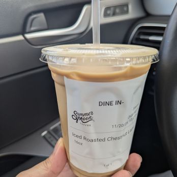 Summer Moon Coffee - Hello iced 16oz roasted chestnut latte only during the "winter" season. - Coffee & Tea Near Me - Nassau Bay, Texas Summer Moon Coffee - Hello iced 16oz roasted chestnut latte only during the "winter" season. - Coffee & Tea Near Me - Nassau Bay, Texas
