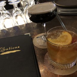 Lovely Day Martini with Guinness, Ketelone, and Marble Moonlight espresso. The Jackdaw made with Jameson, sweet vermouth, orange bitter