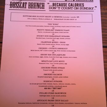 Bosscat Kitchen & Libations - Brunch menu (as of October 2017). - New American Near Me - Irvine, California