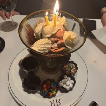 Roots Ocean Prime - Complimentary dessert from our server. We were celebrating my niece finishing her first year as a hockey Coach! - Steakhouses Near Me - Princeton, New Jersey