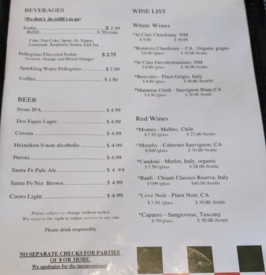 Menu photo 6 Piccolino Santa Fe, NM