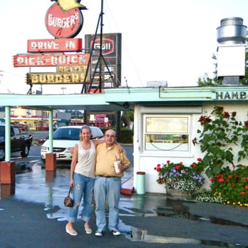 Pick-Quick Drive In - With my Uncle Tim in front of the Pick Quick sign!! He's loved them long time. - Burgers Near Me - Fife, Washington Pick-Quick Drive In - With my Uncle Tim in front of the Pick Quick sign!! He's loved them long time. - Burgers Near Me - Fife, Washington