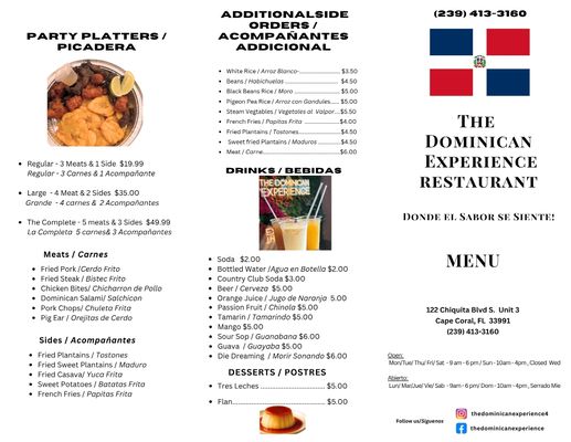 Menu photo 1 The Dominican Experience Cape Coral, FL