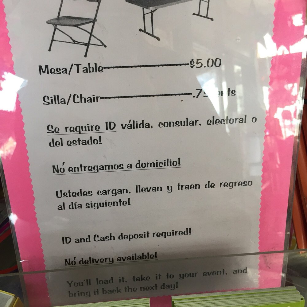 Nice!!  You can rent tables and chairs here!