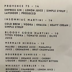 508 Locals - Brunch cocktail menu