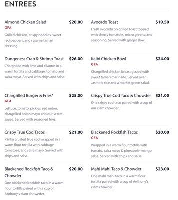 Menu photo 1 Anthony's Restaurant Gig Harbor, WA Menu photo 1 Anthony's Restaurant Gig Harbor, WA
