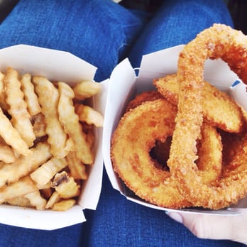 Greer's Chicken - Medium fry (salt added) & onion rings. - Chicken Wings Near Me - Bristol, Connecticut