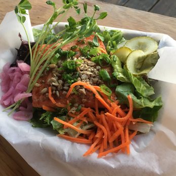 Red Fish Blue Fish - Grilled salmon salad - Fish & Chips Near Me - Victoria, British Columbia