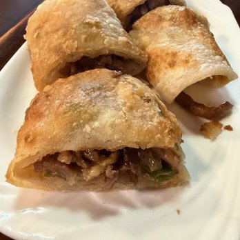 Red Tiger Dumpling House - Scallion Pancakes Wrap with Spicy Pork (2 pcs) - Shanghainese Near Me - Stony Brook, New York Red Tiger Dumpling House - Scallion Pancakes Wrap with Spicy Pork (2 pcs) - Shanghainese Near Me - Stony Brook, New York