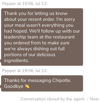 Chipotle Mexican Grill - chatbot response - Fast Food Near Me - Winchester, California Chipotle Mexican Grill - chatbot response - Fast Food Near Me - Winchester, California
