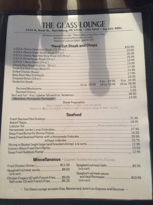 Menu photo 3 Glass Lounge Restaurant Harrisburg, PA