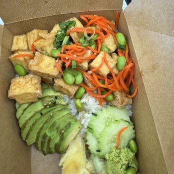 Twin Sushi PDX - Tofu poke bowl. This is what it looked like when I opened my take out. I think the contents shifted! - Sushi Bars Near Me - Portland, Oregon