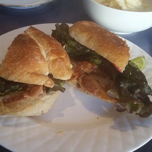 Photo of Northeast Oyster - Mamaroneck, NY, United States. 1st soft shell crab sandwich they served! Avocado, tomato, 2 crabs and chipotle, siracha, and Tabasco. Not too spicy, tasted awesome
