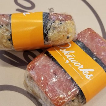 Pokeworks - Musubi.. 2.75 for one.. a bit small, but my son loved it. - Hawaiian Near Me - Durham, North Carolina Pokeworks - Musubi.. 2.75 for one.. a bit small, but my son loved it. - Hawaiian Near Me - Durham, North Carolina