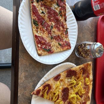 Ny Style Best Pizza - Grandma pizza and cheese pepperoni with banana peppers. - Pizza Near Me - West Seneca, New York Ny Style Best Pizza - Grandma pizza and cheese pepperoni with banana peppers. - Pizza Near Me - West Seneca, New York