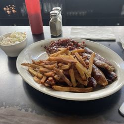Pine Creek Public House - Pulled pork, jalapeño cheddar sausage links, fresh cut, fries, and coleslaw