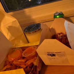 Popcorn chicken, fries, and wings Popcorn chicken, fries, and wings