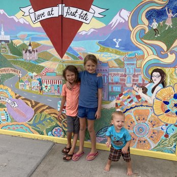Waffle Love - My kids outside the restaurant - Waffles Near Me - Provo, Utah