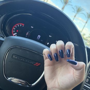 Hi Tek Nails - Navy Blue Coffin - Nail Salons Near Me - Cerritos, California