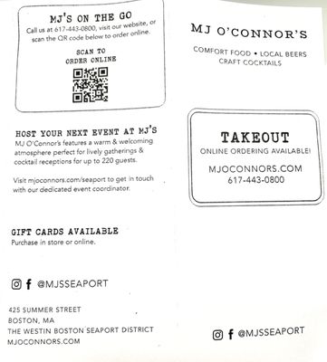 Menu photo 4 M.J. O'Connor's Seaport Boston, MA Menu photo 4 M.J. O'Connor's Seaport Boston, MA