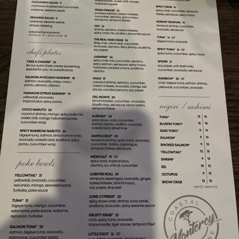 Monterey Coastal Cuisine - Menu - Sushi Bars Near Me - Carmel, Indiana