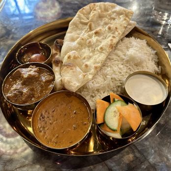 Desi Indian Lounge - Lunch Desi Lamb Thali - real naan, excellent lamb and lentils! - Indian Near Me - Vancouver, British Columbia