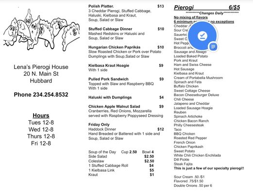 Menu photo 5 Lenas Pierogi House Hubbard, OH Menu photo 5 Lenas Pierogi House Hubbard, OH