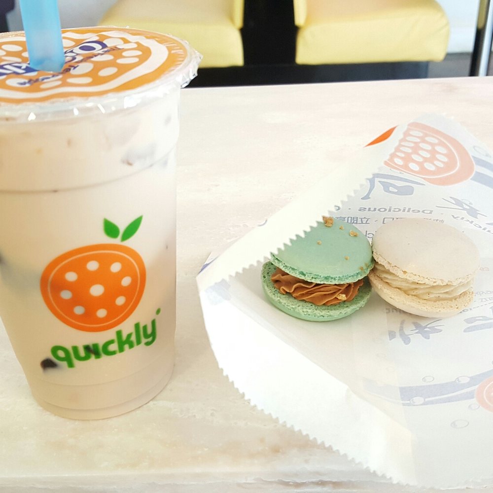 Quickly Boba N Snow - black milk tea and macarons (caramel and vanilla) - Bubble Tea Near Me - Orlando, Florida Quickly Boba N Snow - black milk tea and macarons (caramel and vanilla) - Bubble Tea Near Me - Orlando, Florida