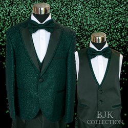 Bijan Kids - 2022SH-7 Emerald Green glitter suit for boys