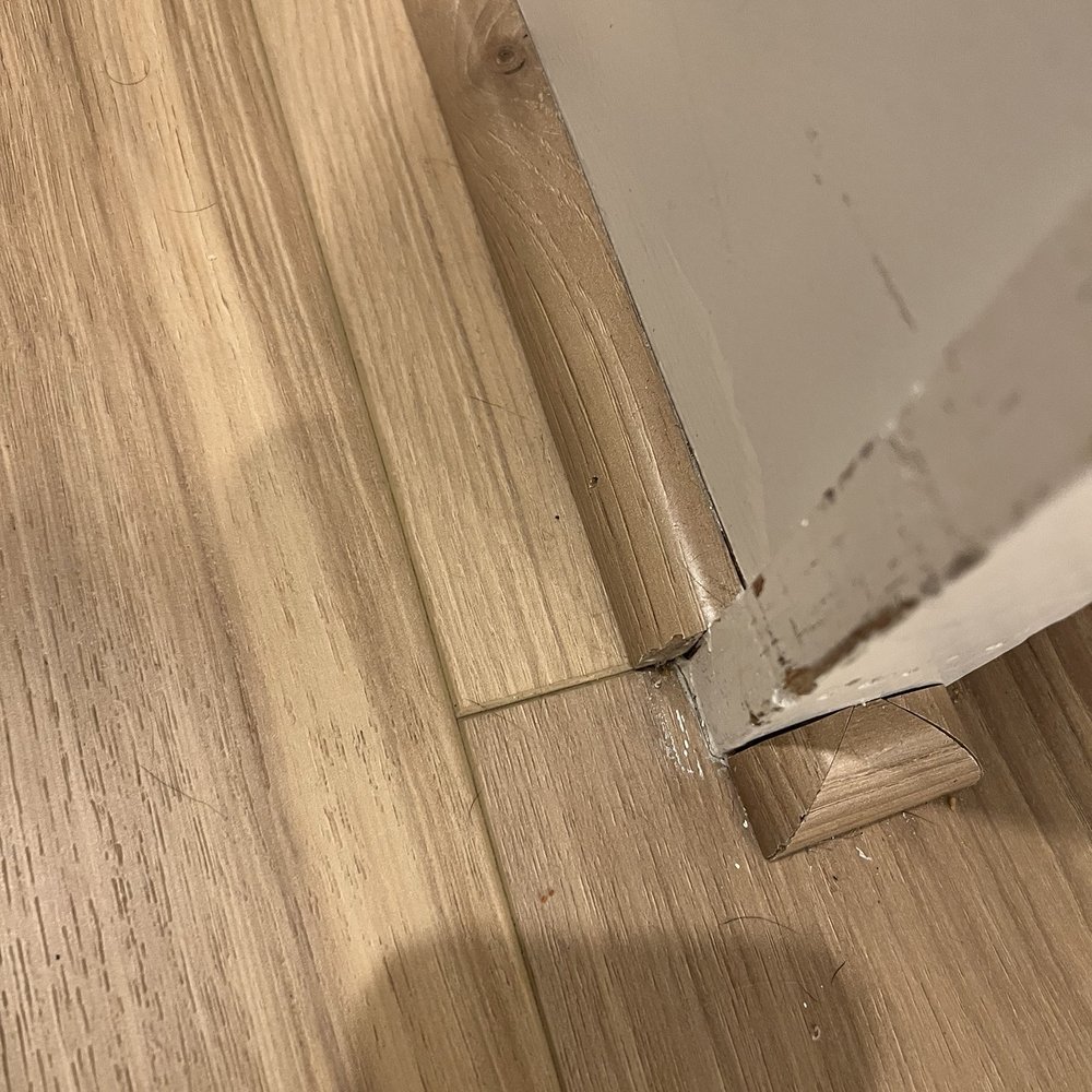 Budget Flooring - This is how they cut the trim around this corner... - Flooring Near Me - North Las Vegas, Nevada Budget Flooring - This is how they cut the trim around this corner... - Flooring Near Me - North Las Vegas, Nevada
